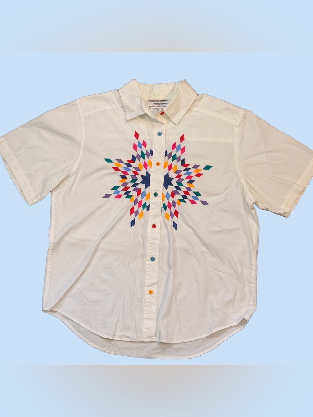 Westbound Casual Women’s Medium Embroidered Southwestern Button Down Shirt